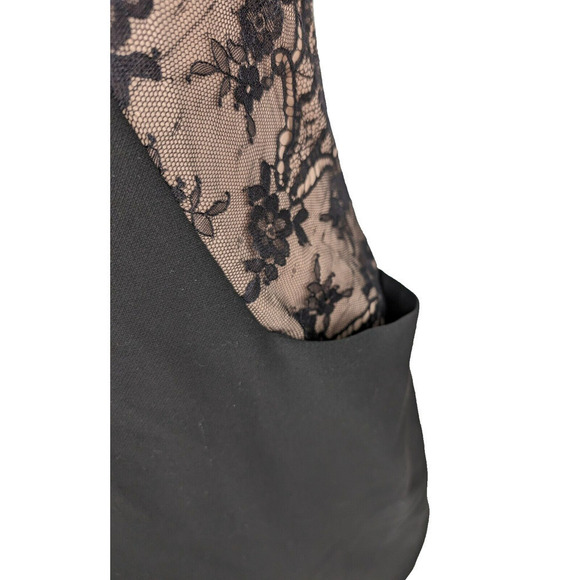 BCBG Max Azria "Avrey" NWT Black Beige Mesh Lace Nude Lining Dress 8 - Picture 6 of 13